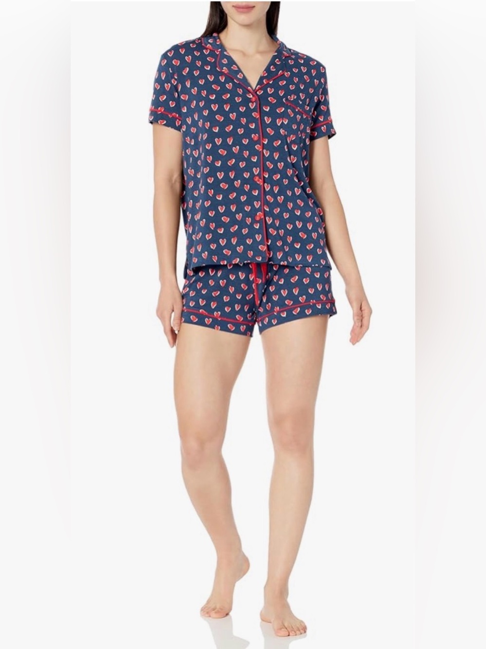PJ Salvage Loungewear Love You More Pajama Set Blue Heart S Shorts Short Sleeve